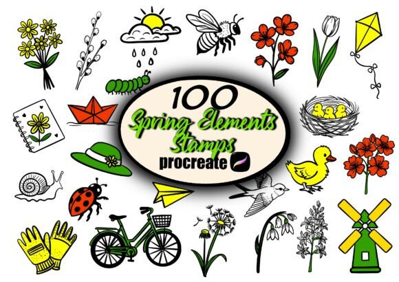 100 Spring Elements Procreate Stamps: Elevate Your Seasonal Digital Art