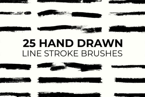 25 Hand Drawn Line Stroke Brushes for Authentic Design
