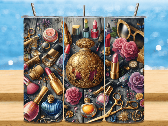 Artistic Makeup Brushes Tumbler Wrap PNG: Elevate Your Sublimation Projects