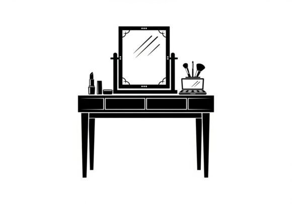 Black White Vanity Makeup Brushes Vector Bundle