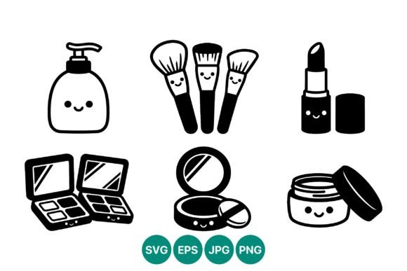 Cute Black White Makeup Brushes Vector: Strategic Asset Selection for Beauty Branding
