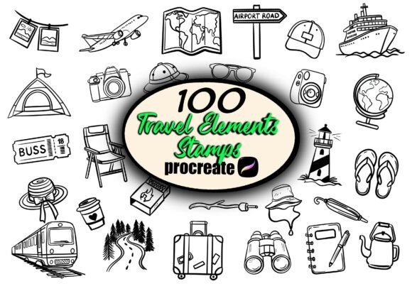 Elevate Your Digital Art: A Comprehensive Guide to Using 100 Travel Elements Stamps for Procreate