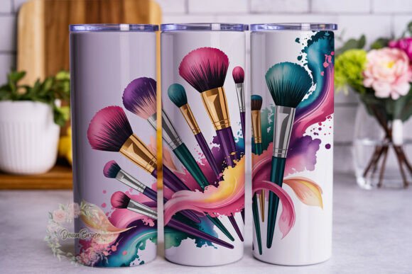 Elevating Drinkware Design with the Vibrant Makeup Brushes 20oz Tumbler Wrap