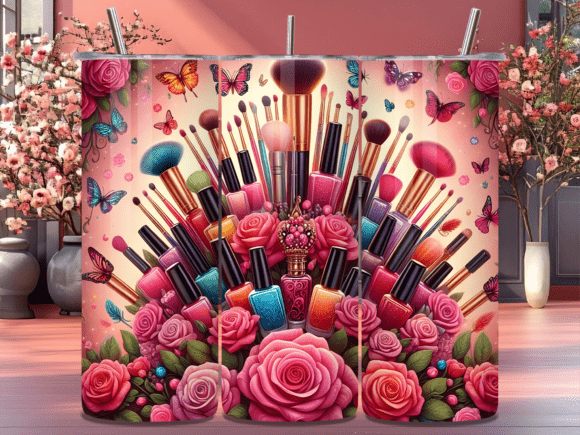 Makeup Brushes Floral Tumbler Wrap: Elevating Sublimation Projects with Professional Design