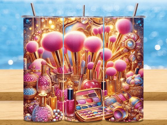 Makeup Palette and Brushes Tumbler Wrap Design