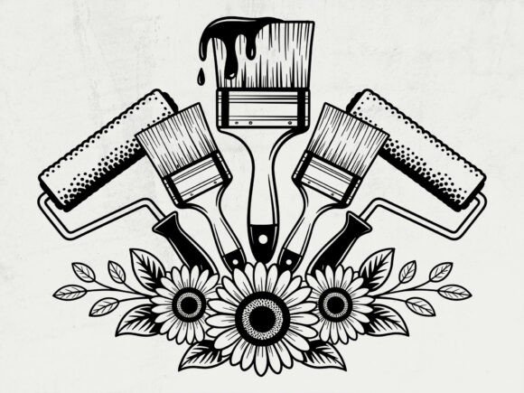 Paint Brushes Svg and Art Brush Silhouette for Creative Projects