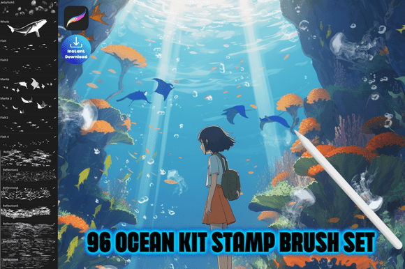 Procreate Ocean Kit Stamp Brush: Designing Marine Scenes with Mathematical Precision