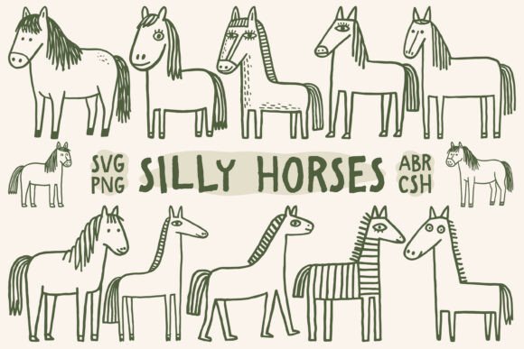 Unleashing Whimsy: How the Silly Horses SVG, PNG, ABR CSH Bundle Elevates Modern Creative Workflows